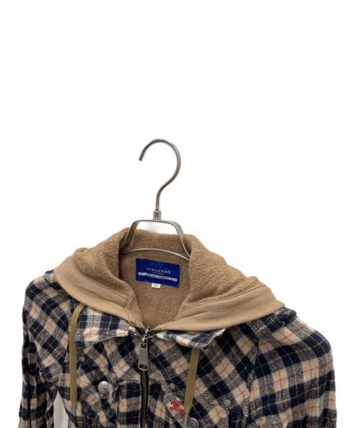 BURBERRY BLUE LABEL（バーバリーロンドンブルーレーベル）BURBERRY BLUE LABEL (バーバリーロンドンブルーレーベル) ジップパーカー ネイビー×ベージュ サイズ:38の古着・服飾アイテム
