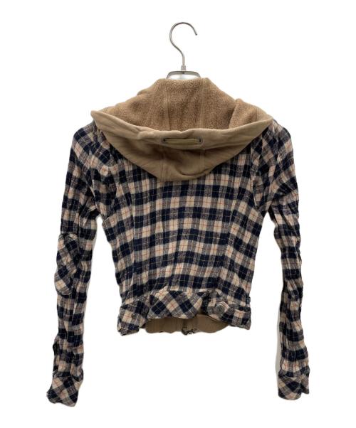 BURBERRY BLUE LABEL（バーバリーロンドンブルーレーベル）BURBERRY BLUE LABEL (バーバリーロンドンブルーレーベル) ジップパーカー ネイビー×ベージュ サイズ:38の古着・服飾アイテム