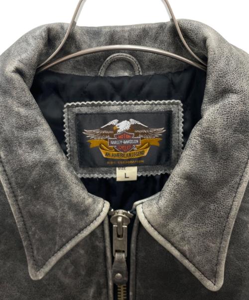 HARLEY-DAVIDSON（ハーレーダビッドソン）HARLEY-DAVIDSON (ハーレーダビッドソン) レザージャケット グレー サイズ:Lの古着・服飾アイテム
