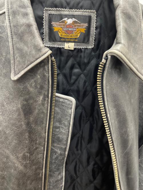 HARLEY-DAVIDSON（ハーレーダビッドソン）HARLEY-DAVIDSON (ハーレーダビッドソン) レザージャケット グレー サイズ:Lの古着・服飾アイテム