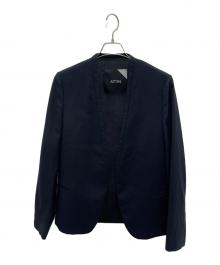 ATON（エイトン）の古着「ノーカラージャケット」｜ネイビー