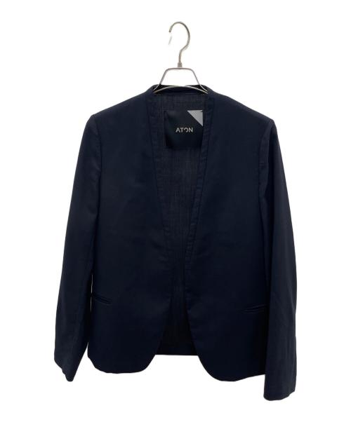 ATON（エイトン）ATON (エイトン) ノーカラージャケット ネイビー サイズ:00の古着・服飾アイテム