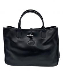 LONGCHAMP（ロンシャン）の古着「レザートートバッグ」｜ブラック