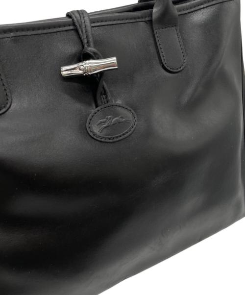 LONGCHAMP（ロンシャン）LONGCHAMP (ロンシャン) レザートートバッグ ブラックの古着・服飾アイテム