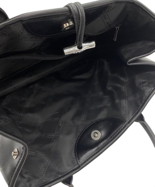 LONGCHAMP（ロンシャン）LONGCHAMP (ロンシャン) レザートートバッグ ブラックの古着・服飾アイテム
