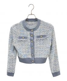 Lily Brown（リリーブラウン）の古着「厚手カーディガン　シュシュ付き」｜ブルー