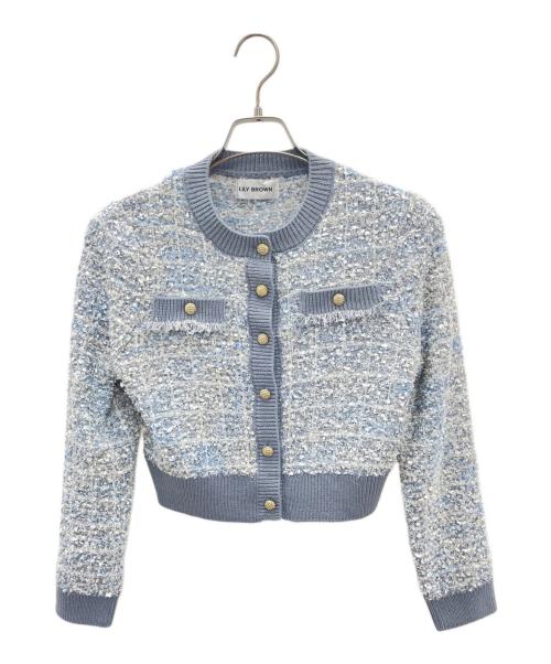 Lily Brown（リリーブラウン）Lily Brown (リリーブラウン) 厚手カーディガン　シュシュ付き ブルー サイズ:Fの古着・服飾アイテム