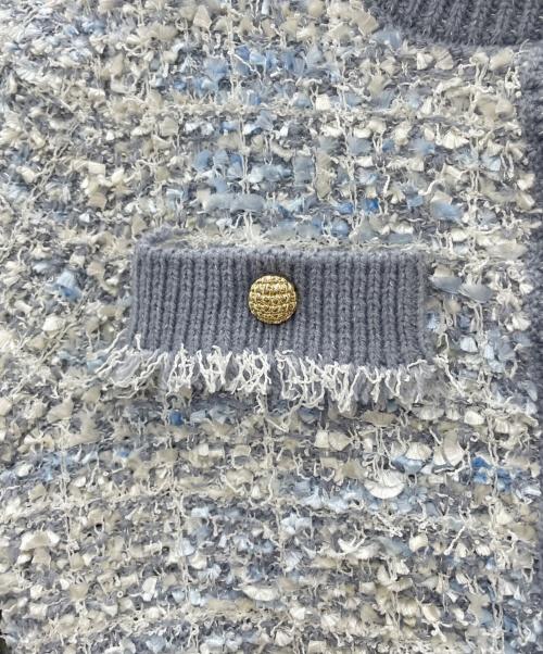 Lily Brown（リリーブラウン）Lily Brown (リリーブラウン) 厚手カーディガン　シュシュ付き ブルー サイズ:Fの古着・服飾アイテム