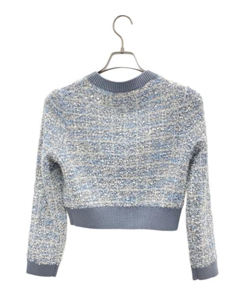 Lily Brown（リリーブラウン）Lily Brown (リリーブラウン) 厚手カーディガン　シュシュ付き ブルー サイズ:Fの古着・服飾アイテム