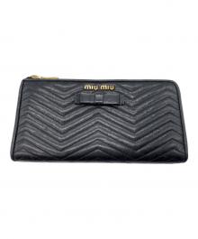 MIU MIU（ミュウミュウ）の古着「L字ファスナー長財布」｜ブラック