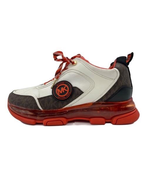 MICHAEL KORS（マイケル・コース）MICHAEL KORS (マイケル・コース) スニーカー ホワイト×ブラウン×オレンジ サイズ:24cmの古着・服飾アイテム