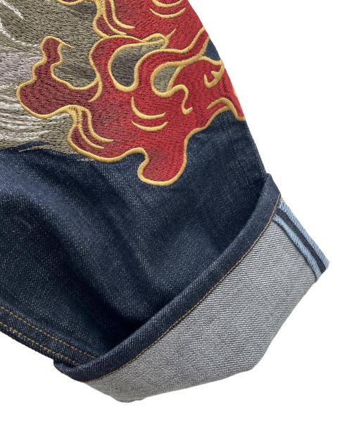 絡繰魂（カラクリタマシイ）絡繰魂 (カラクリタマシイ) 和柄デニムパンツ ネイビー サイズ:76cm (W30) 未使用品の古着・服飾アイテム