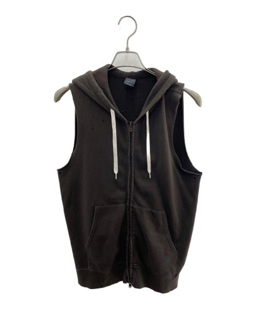 NUMBER (N)INE（ナンバーナイン）NUMBER (N)INE (ナンバーナイン) ノースリーブジップパーカー ブラウン サイズ:2の古着・服飾アイテム