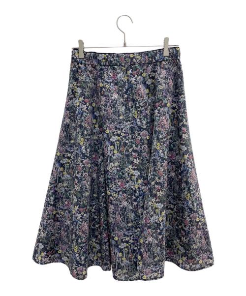 AMACA（アマカ）AMACA (アマカ) LIBERTY (リバティ) ワイルドフラワーフレアスカート ネイビー サイズ:40の古着・服飾アイテム