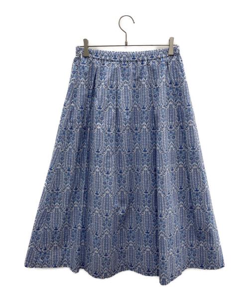 AMACA（アマカ）AMACA (アマカ) LIBERTY (リバティ) リンジーガーデン タック&ギャザーディテールスカート ブルー サイズ:40の古着・服飾アイテム