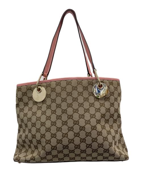 GUCCI（グッチ）GUCCI (グッチ) トートバッグ ベージュ×ピンクの古着・服飾アイテム