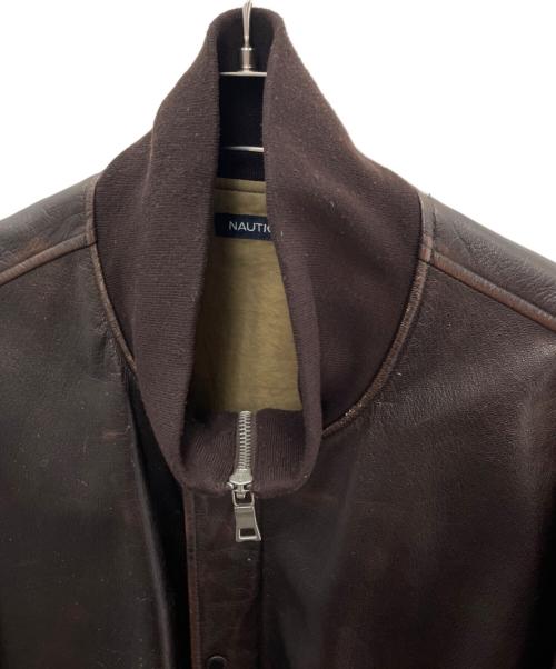 NAUTICA（ノーティカ）NAUTICA (ノーティカ) レザーブルゾン ブラウン サイズ:XLの古着・服飾アイテム