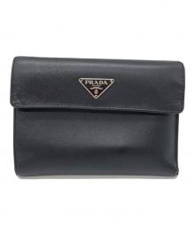 PRADA（プラダ）の古着「2つ折り財布」｜ブラック
