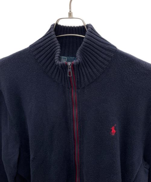 POLO RALPH LAUREN（ポロ・ラルフローレン）POLO RALPH LAUREN (ポロ・ラルフローレン) ジップアップニットジャケット ネイビー サイズ:Lの古着・服飾アイテム