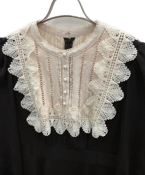 HER LIP TO（ハーリップトゥ）HER LIP TO (ハーリップトゥ) 長袖ワンピース ブラック×アイボリー サイズ:Sの古着・服飾アイテム