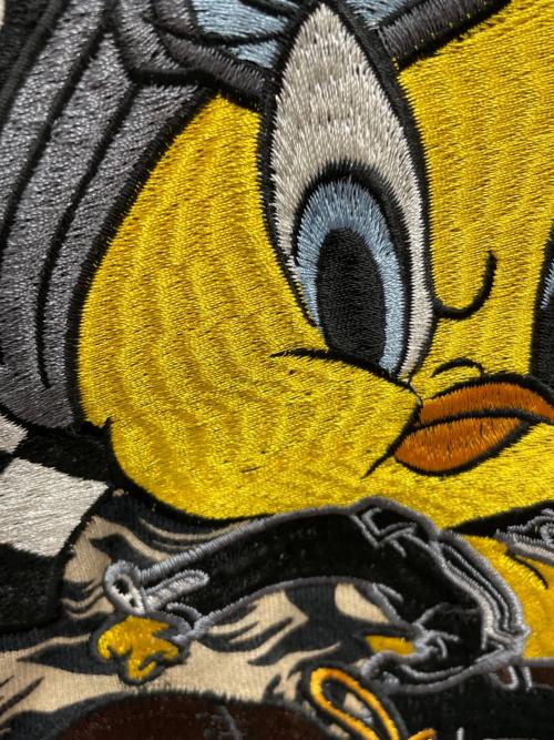 VANSON（バンソン）VANSON (バンソン) LOONEY TUNES (ルーニーチューンズ) ダブルライダースジャケット ブラック サイズ:Lの古着・服飾アイテム