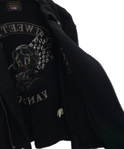 VANSON（バンソン）VANSON (バンソン) LOONEY TUNES (ルーニーチューンズ) ダブルライダースジャケット ブラック サイズ:Lの古着・服飾アイテム