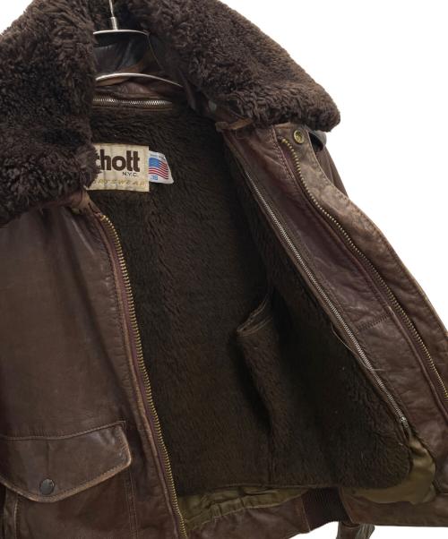 Schott（ショット）Schott (ショット) レザージャケット ブラウン サイズ:38の古着・服飾アイテム