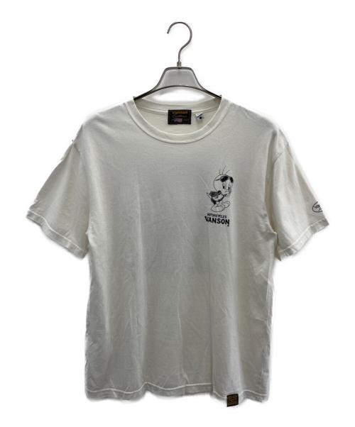 VANSON（バンソン）VANSON (バンソン) LOONEY TUNES (ルーニーチューンズ) 半袖カットソー ベージュ サイズ:Lの古着・服飾アイテム
