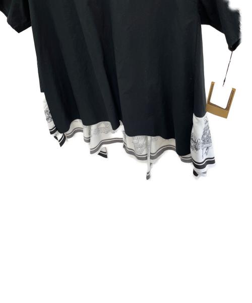 BEARDSLEY（ビアズリー）BEARDSLEY (ビアズリー) 半袖ブラウス ブラック×ホワイト サイズ:FREEの古着・服飾アイテム