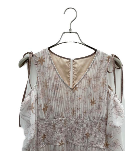 Snidel（スナイデル）Snidel (スナイデル) 長袖ワンピース ホワイト×ピンクの古着・服飾アイテム