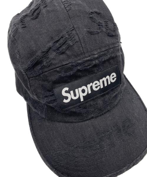 SUPREME（シュプリーム）SUPREME (シュプリーム) frayed logos denim camp cap ブラックの古着・服飾アイテム