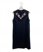 LEONARD FASHIONレオナールファッション）の古着「ロングベスト」｜ブラック×ピンク