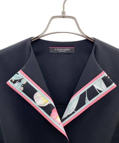 LEONARD FASHION（レオナールファッション）LEONARD FASHION (レオナールファッション) ロングベスト ブラック×ピンク サイズ:40の古着・服飾アイテム