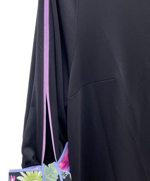 LEONARD FASHION（レオナールファッション）LEONARD FASHION (レオナールファッション) 半袖ワンピース ブラック×パープル サイズ:42の古着・服飾アイテム