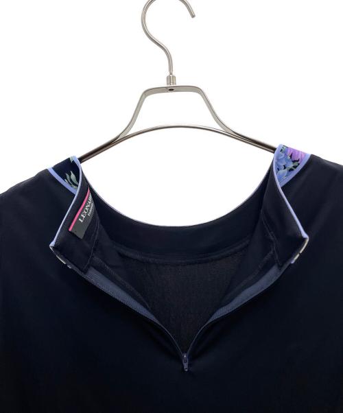 LEONARD FASHION（レオナールファッション）LEONARD FASHION (レオナールファッション) 半袖ワンピース ブラック×パープル サイズ:42の古着・服飾アイテム