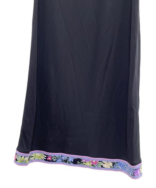 LEONARD FASHION（レオナールファッション）LEONARD FASHION (レオナールファッション) 半袖ワンピース ブラック×パープル サイズ:42の古着・服飾アイテム
