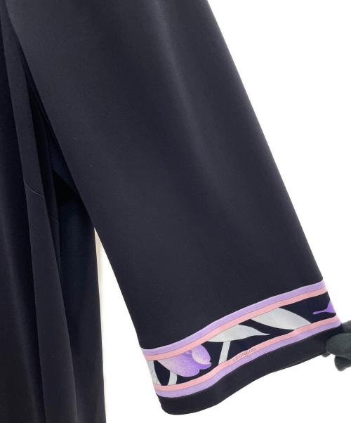 LEONARD FASHION（レオナールファッション）LEONARD FASHION (レオナールファッション) 半袖ワンピース ブラック×パープル サイズ:44の古着・服飾アイテム