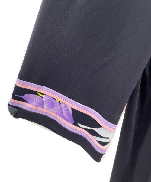 LEONARD FASHION（レオナールファッション）LEONARD FASHION (レオナールファッション) 半袖ワンピース ブラック×パープル サイズ:44の古着・服飾アイテム