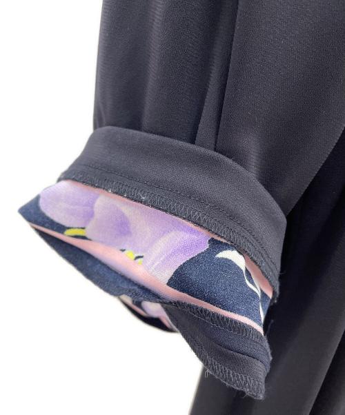 LEONARD FASHION（レオナールファッション）LEONARD FASHION (レオナールファッション) 半袖ワンピース ブラック×パープル サイズ:44の古着・服飾アイテム