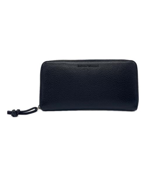 EMPORIO ARMANI（エンポリオ アルマーニ）EMPORIO ARMANI (エンポリオ アルマーニ) ラウンドファスナー長財布 ブラックの古着・服飾アイテム
