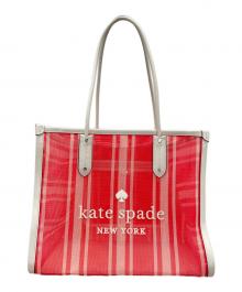 Kate Spade（ケイトスペード）の古着「メッシュトートバッグ」｜ピンク×ホワイト