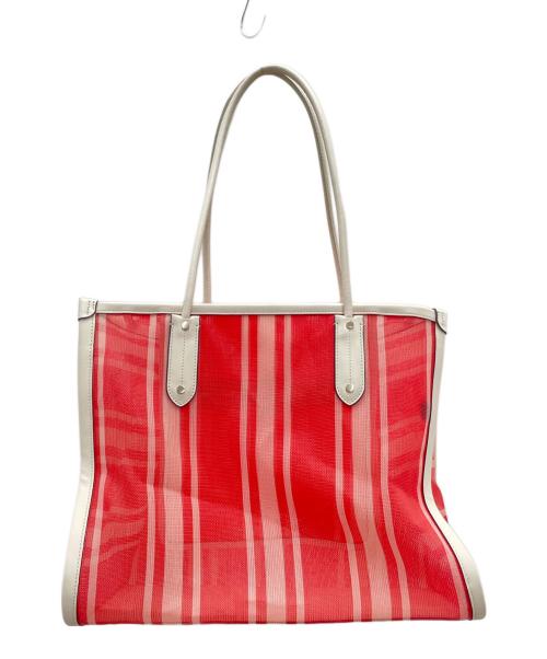 Kate Spade（ケイトスペード）Kate Spade (ケイトスペード) メッシュトートバッグ ピンク×ホワイトの古着・服飾アイテム