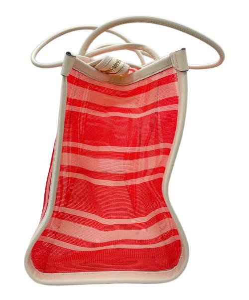 Kate Spade（ケイトスペード）Kate Spade (ケイトスペード) メッシュトートバッグ ピンク×ホワイトの古着・服飾アイテム