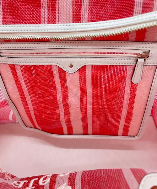 Kate Spade（ケイトスペード）Kate Spade (ケイトスペード) メッシュトートバッグ ピンク×ホワイトの古着・服飾アイテム