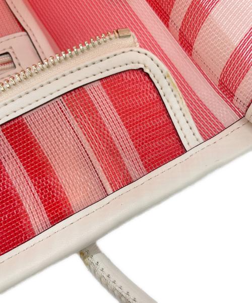 Kate Spade（ケイトスペード）Kate Spade (ケイトスペード) メッシュトートバッグ ピンク×ホワイトの古着・服飾アイテム