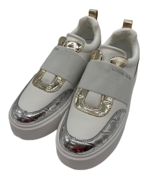 MICHAEL KORS（マイケルコース）MICHAEL KORS (マイケルコース) ミックスミディア スリッポン ホワイト×シルバー サイズ:24cmの古着・服飾アイテム