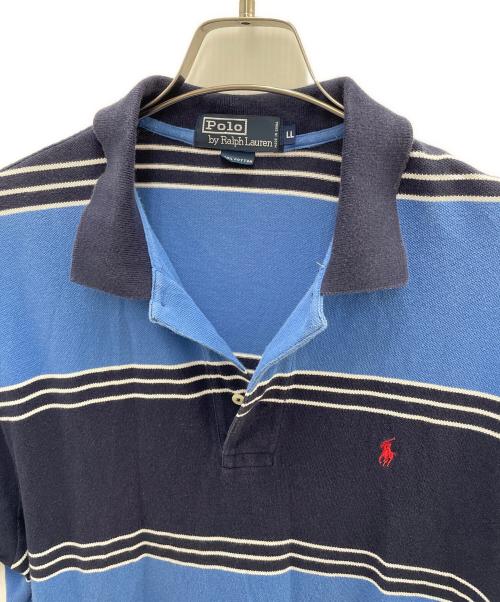 POLO RALPH LAUREN（ポロ・ラルフローレン）POLO RALPH LAUREN (ポロ・ラルフローレン) ポロシャツ ブルー×ネイビー サイズ:XLの古着・服飾アイテム