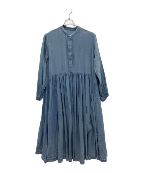 BEARDSLEY（ビアズリー）BEARDSLEY (ビアズリー) シフォンデニムギャザーワンピース ブルー サイズ:1の古着・服飾アイテム