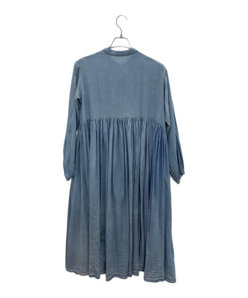 BEARDSLEY（ビアズリー）BEARDSLEY (ビアズリー) シフォンデニムギャザーワンピース ブルー サイズ:1の古着・服飾アイテム