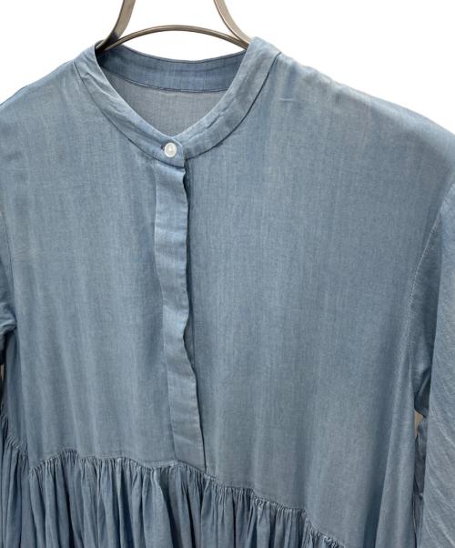 BEARDSLEY（ビアズリー）BEARDSLEY (ビアズリー) シフォンデニムギャザーワンピース ブルー サイズ:1の古着・服飾アイテム